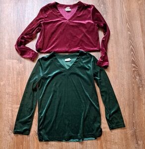 Vintage Velvet V-Neck Sweatshirts Holiday Christmas